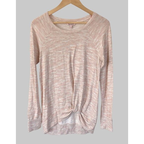 Juicy Couture Heathered Pink Sweater Top Womens M Twist Front Long Sleeve y2k - Picture 1 of 6